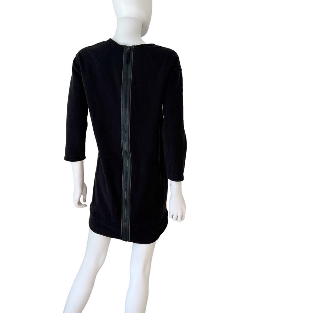 ATHLETA Black Back Exposed Zip Fleece Sweatshirt Dress, XS